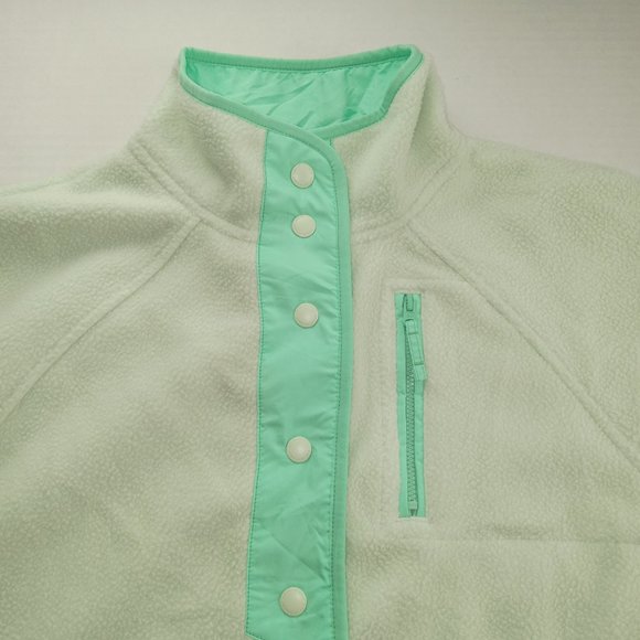 American Eagle Snap Front Fleece Jacket Women's Size Medium Seafoam Green - Picture 2 of 7